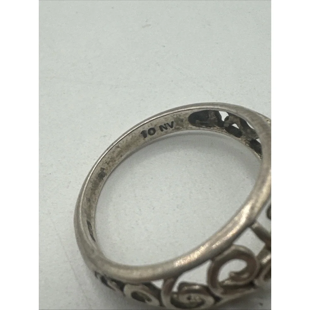 925 Sterling Silver Vintage Filigree Band Ring Size 10 Weighs 3.1g Marked NV